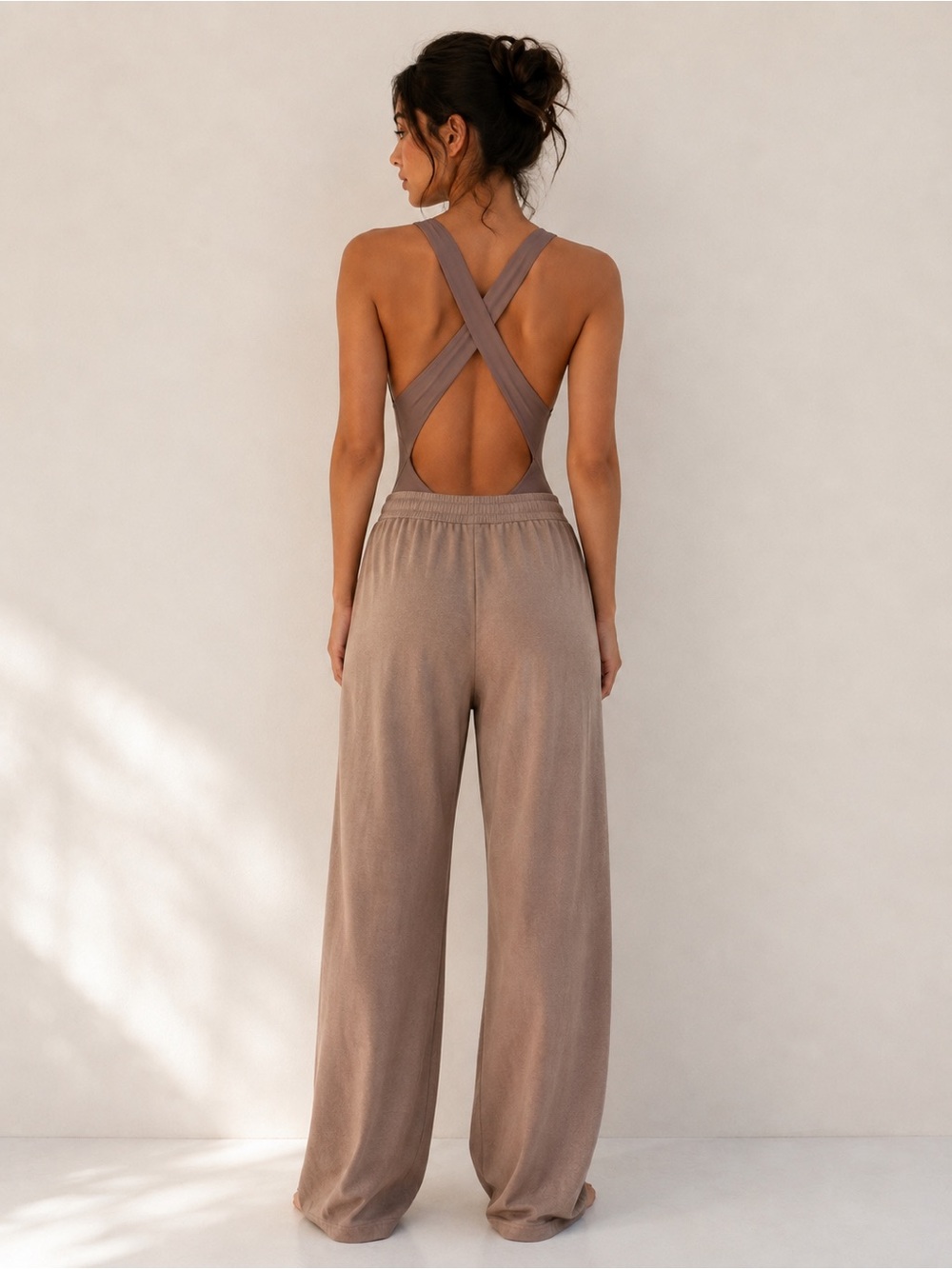 Babaton Taupe Crossback Jumpsuit